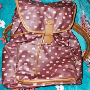 Fossil Brown and Burgundy Patterned Women's Backpack
